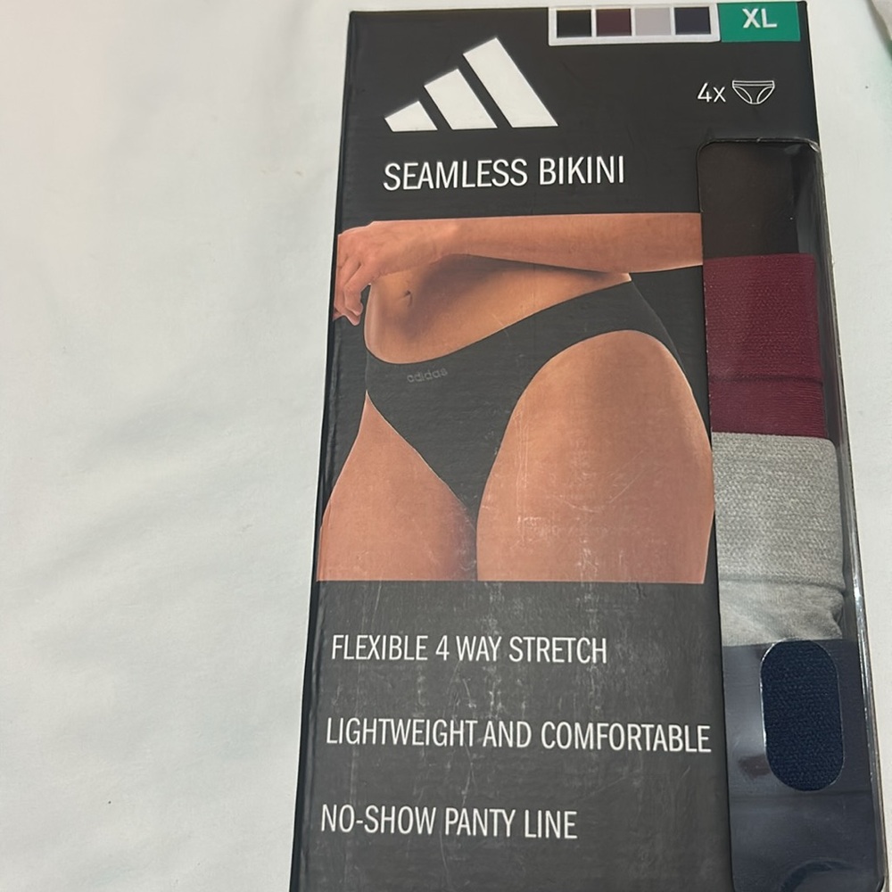 Adidas Black and Gray Seamless Bikini Underwear pack of 4 XL NWT